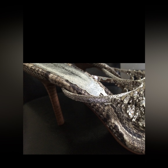 Beverly Feldman Silver Python / Rhinestone Sandal - Picture 3 of 7